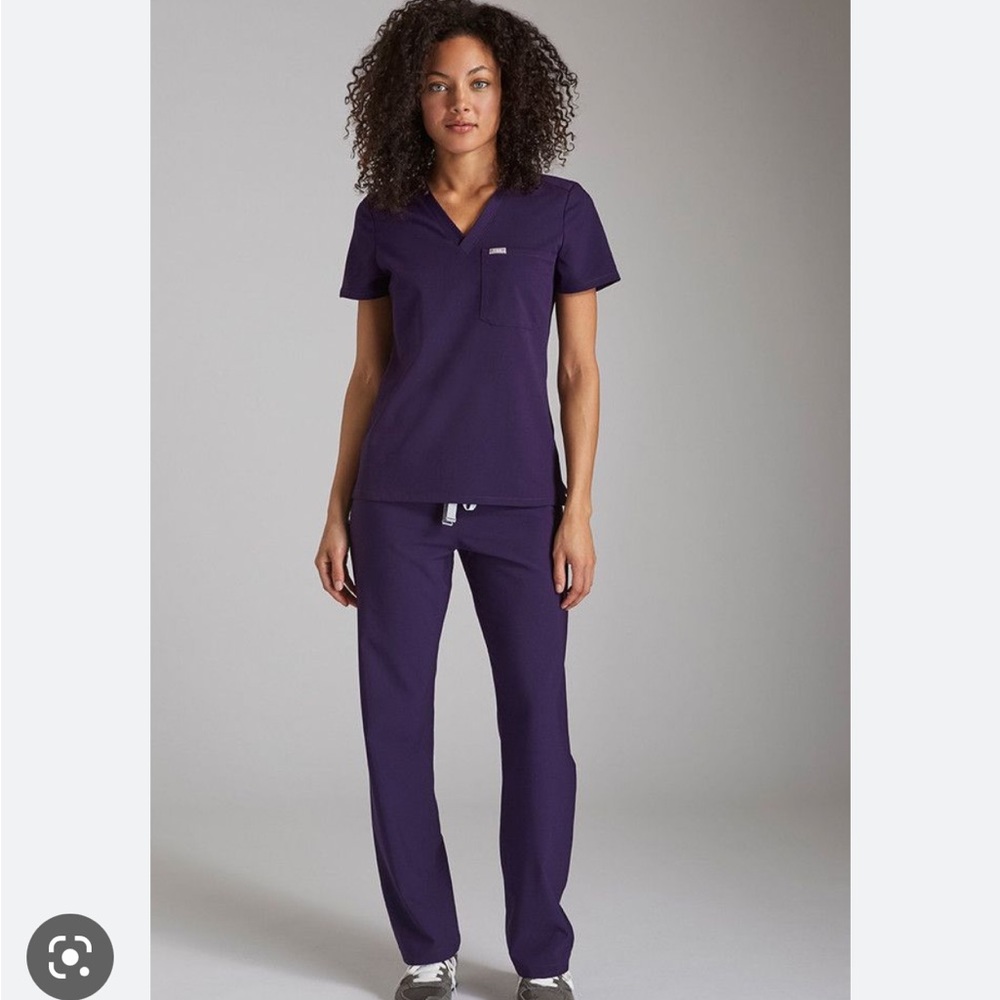 Catarina One-pocket Scrub Top and Yola Skinny Scrub Pants set DARK PURPLE